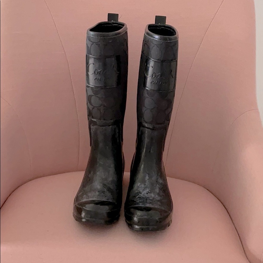 Black Coach Rain Boots